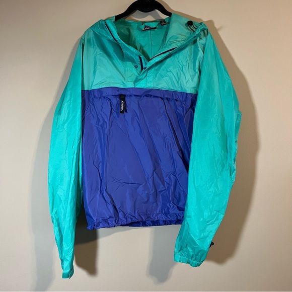 Patagonia Jackets & Coats Patagonia Vintage Mens Green Purple Hooded Windbreaker Jacket